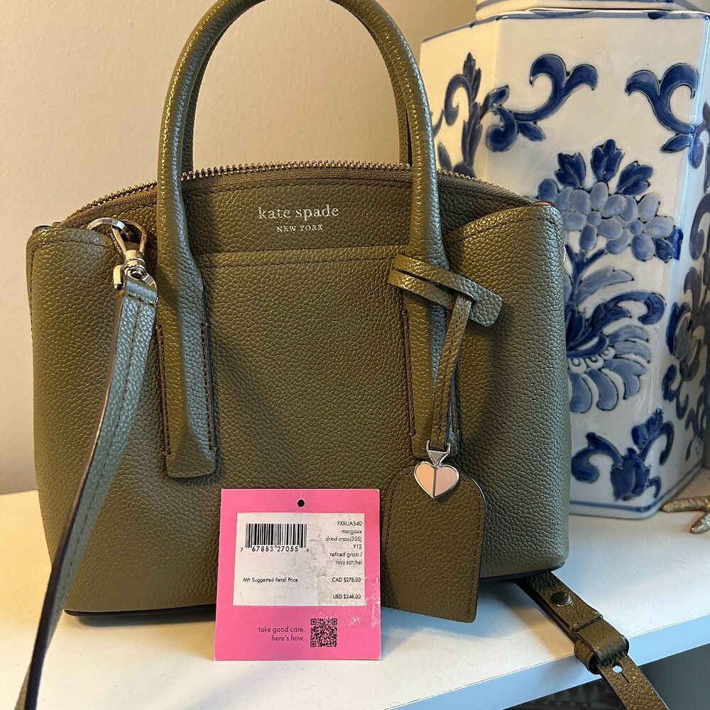 kate spade olive green leather satchel - Picture 6 of 8